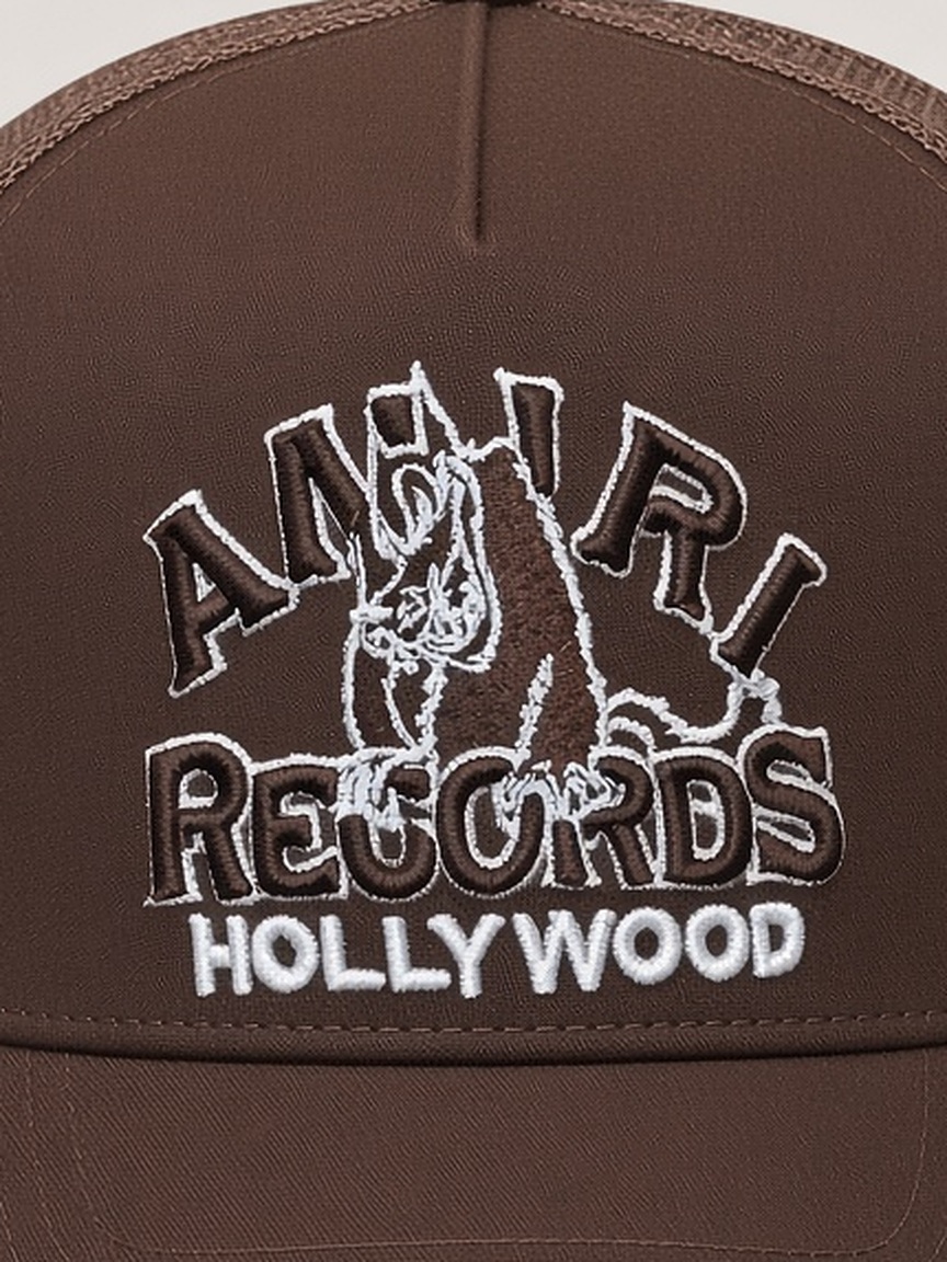 Amiri Records Hollywood Trucker Hat in Brown