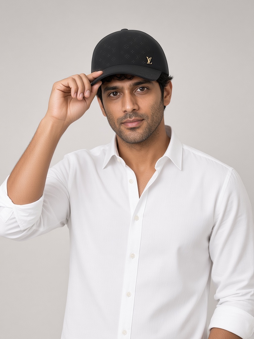 Louis Vuitton Monogram Denim Cap in Black