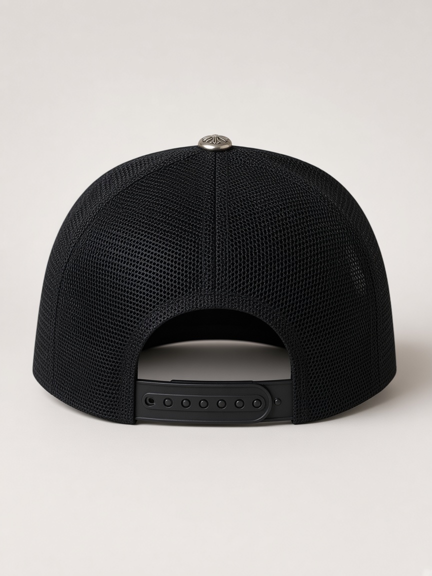 Chrome Hearts FUCK Hollywood Trucker Hat in Black