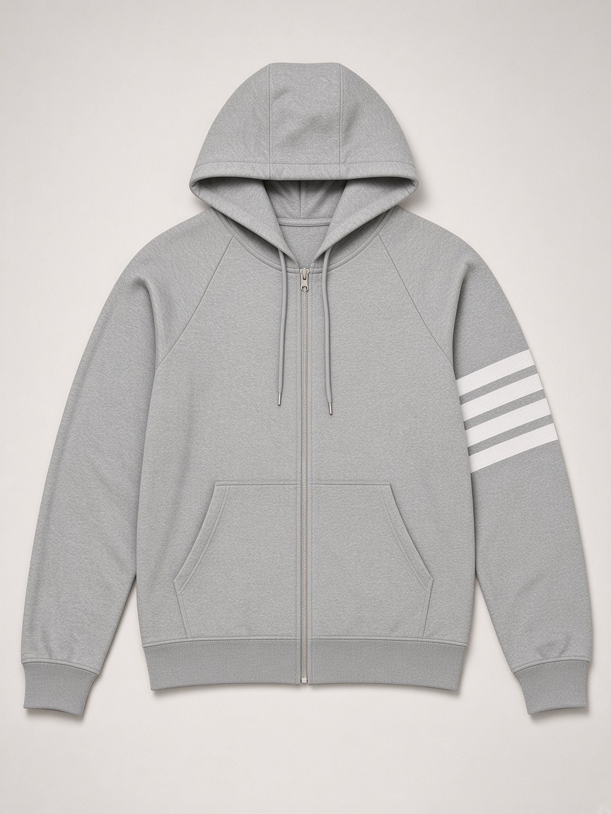 Thom Browne 4-Bar Tracksuit Set in Light Grey