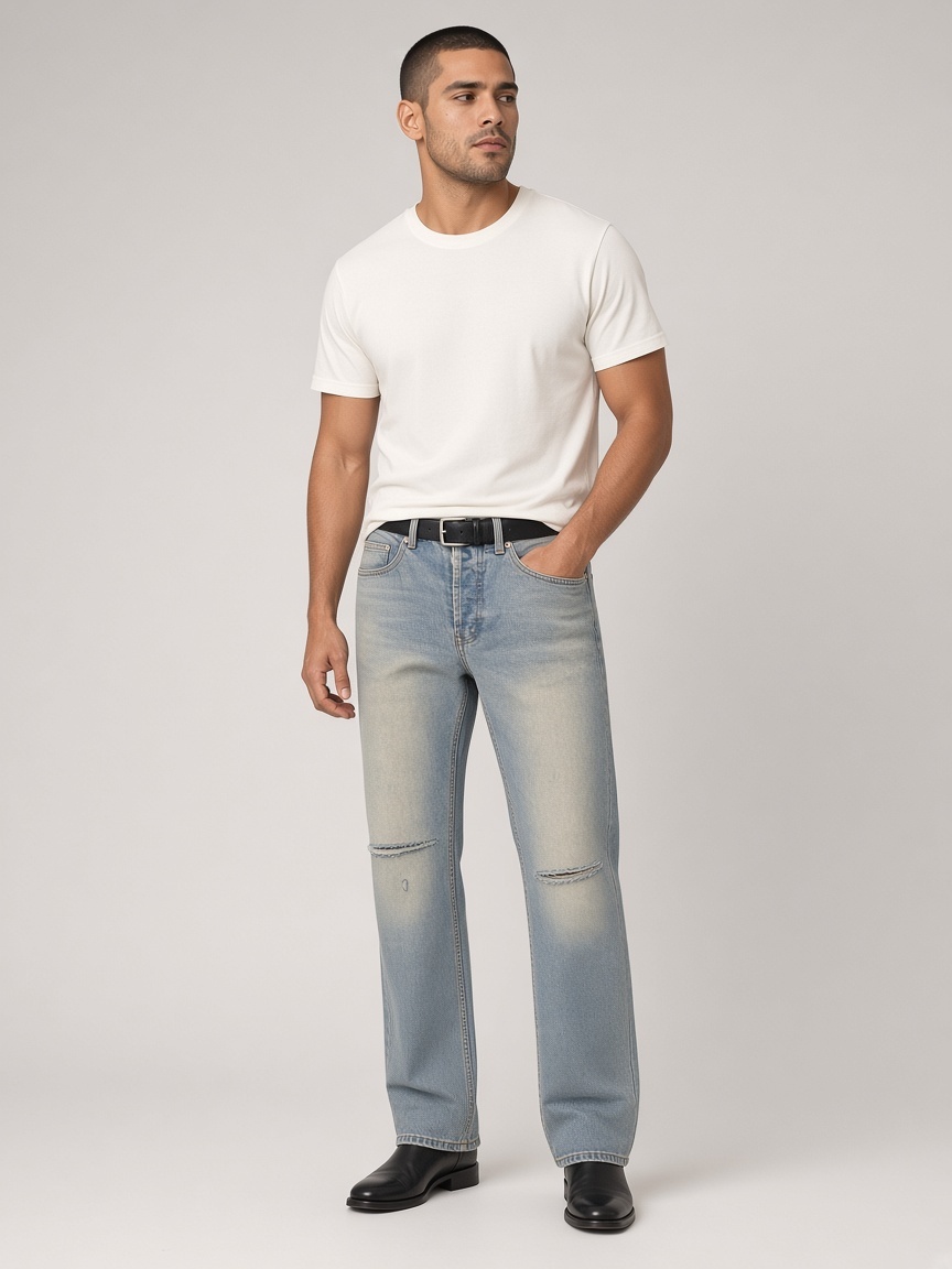 Enfants Riches Déprimés Straight Leg Jeans in Light Vintage Wash