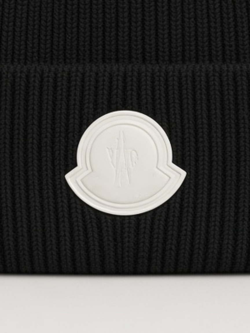 Moncler Embossed Logo Beanie in Black