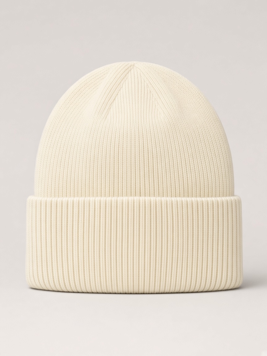 Moncler Maxi Logo Beanie in Cream