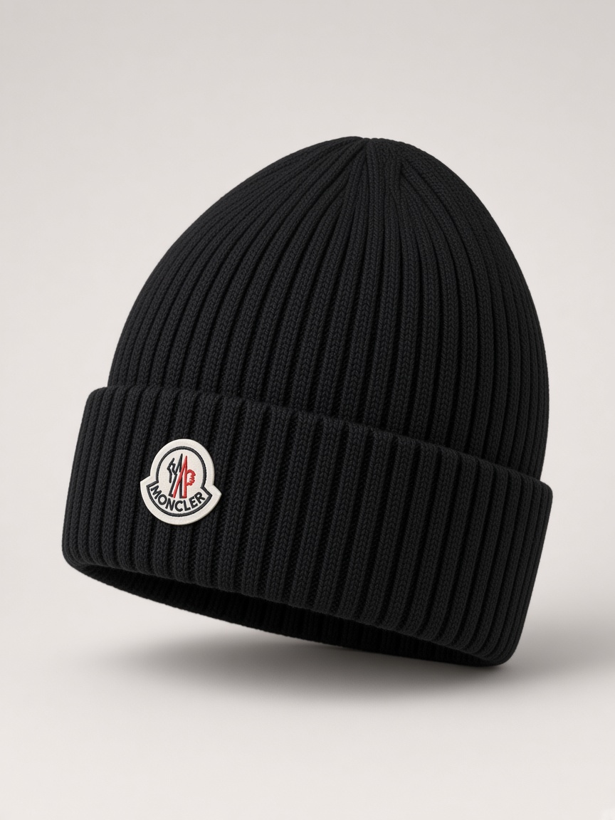 Moncler Classic Logo Beanie in Black