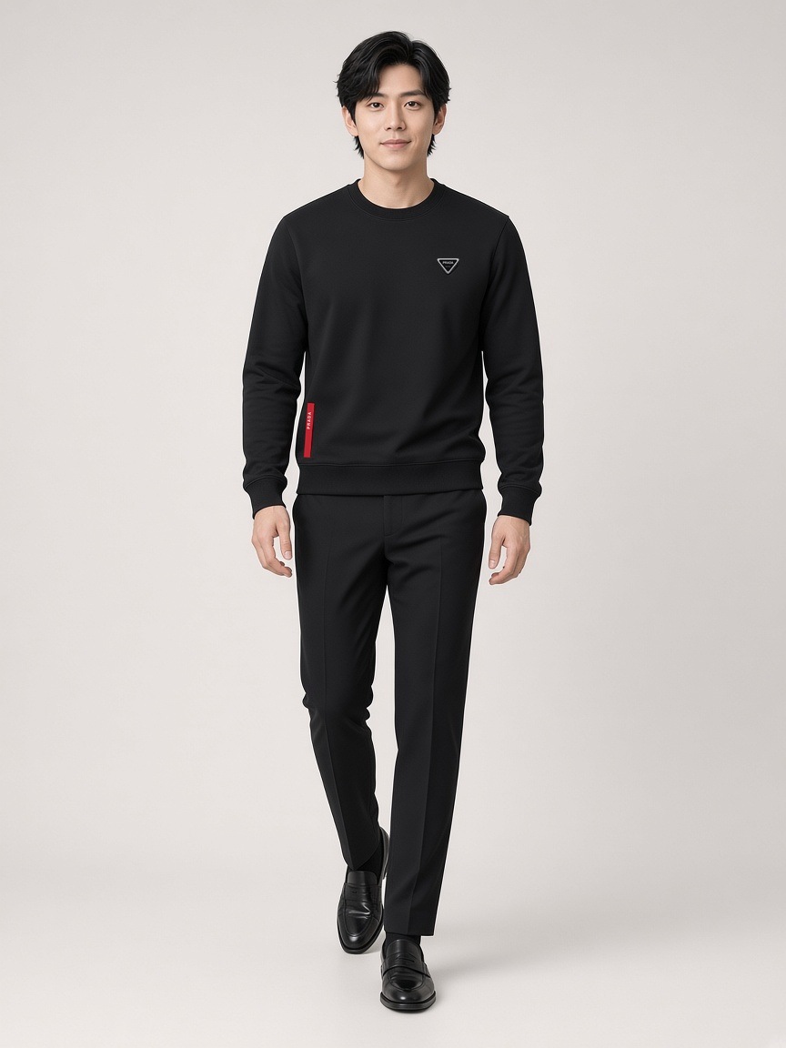 Prada Linea Rossa Crewneck Sweatshirt in Black