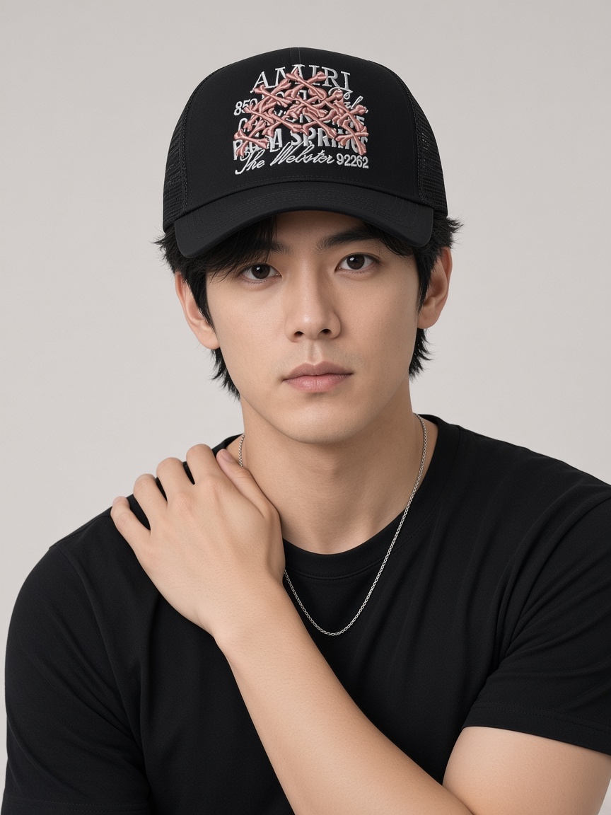 Amiri x The Webster Palm Springs Trucker Hat in Black