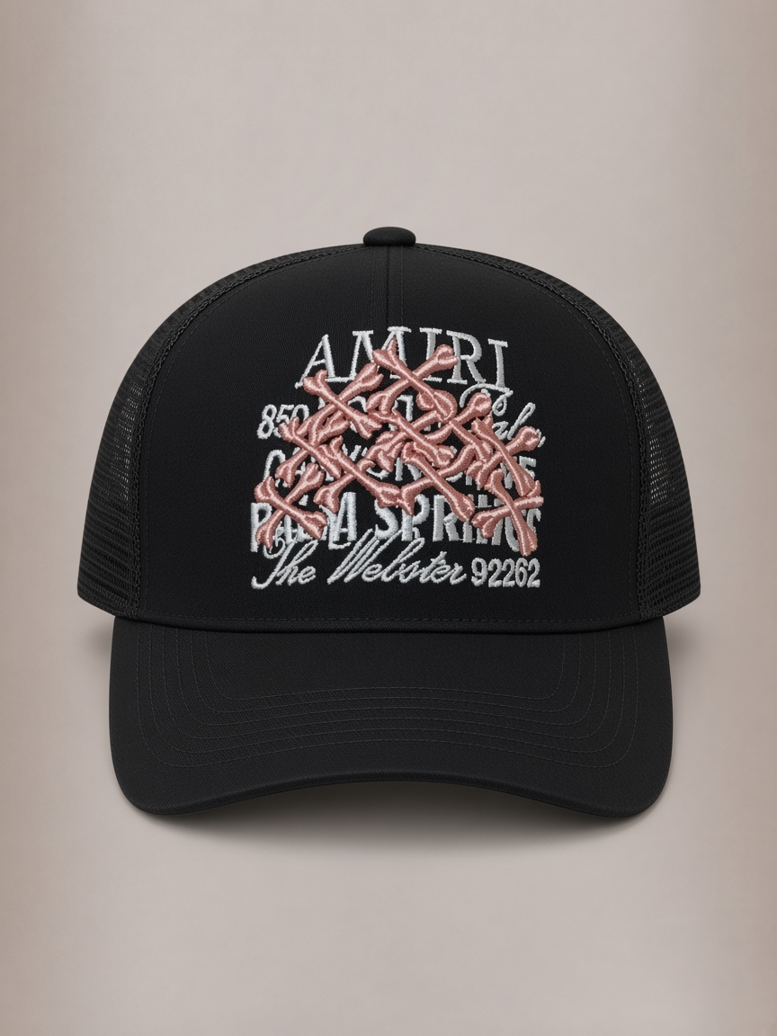 Amiri x The Webster Palm Springs Trucker Hat in Black