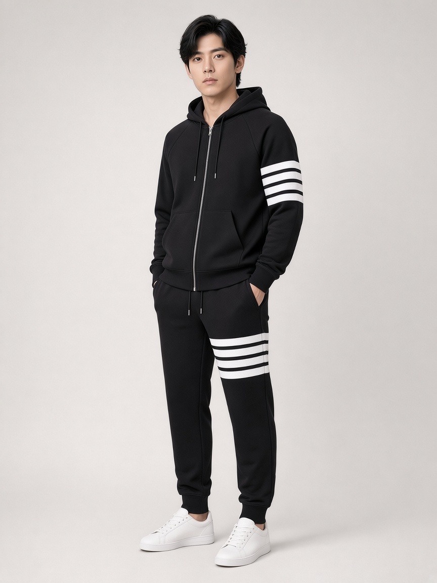 Thom Browne 4-Bar Tracksuit Set in Black