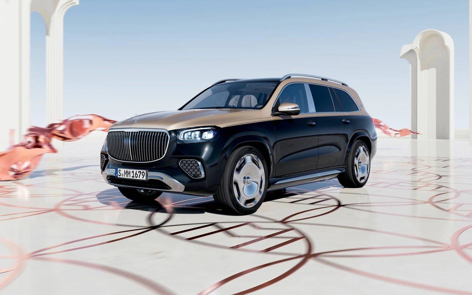 Two-tone black and gold Mercedes-Maybach GLS 600