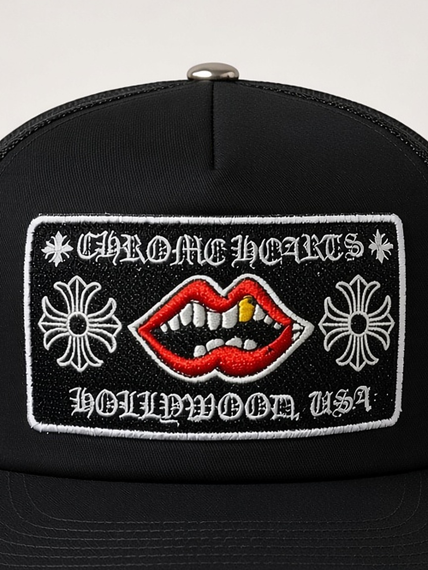 Chrome Hearts Chomper Hollywood Trucker Hat in Black