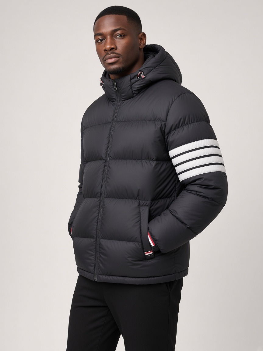 Thom Browne 4-Bar Down Jacket in Black