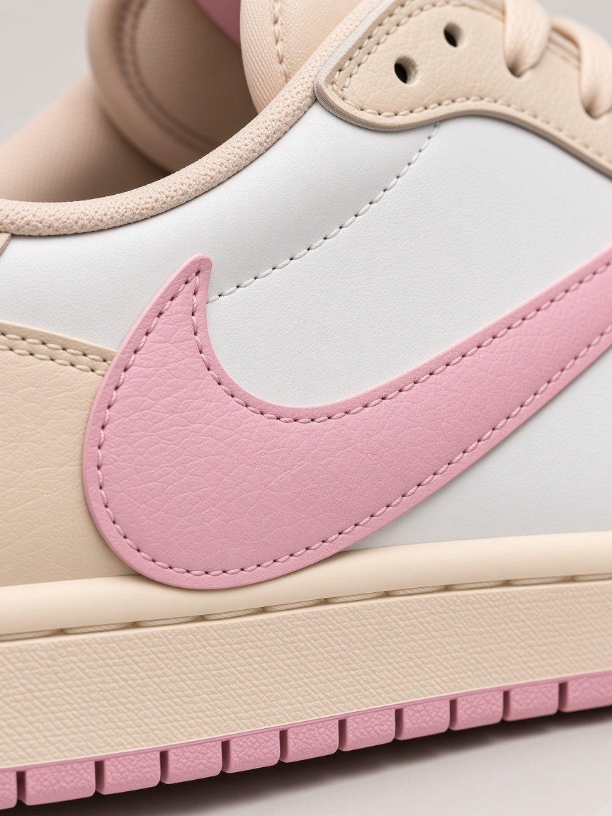 Travis Scott x Air Jordan 1 Low OG "Shy Pink" in Muslin / Shy Pink