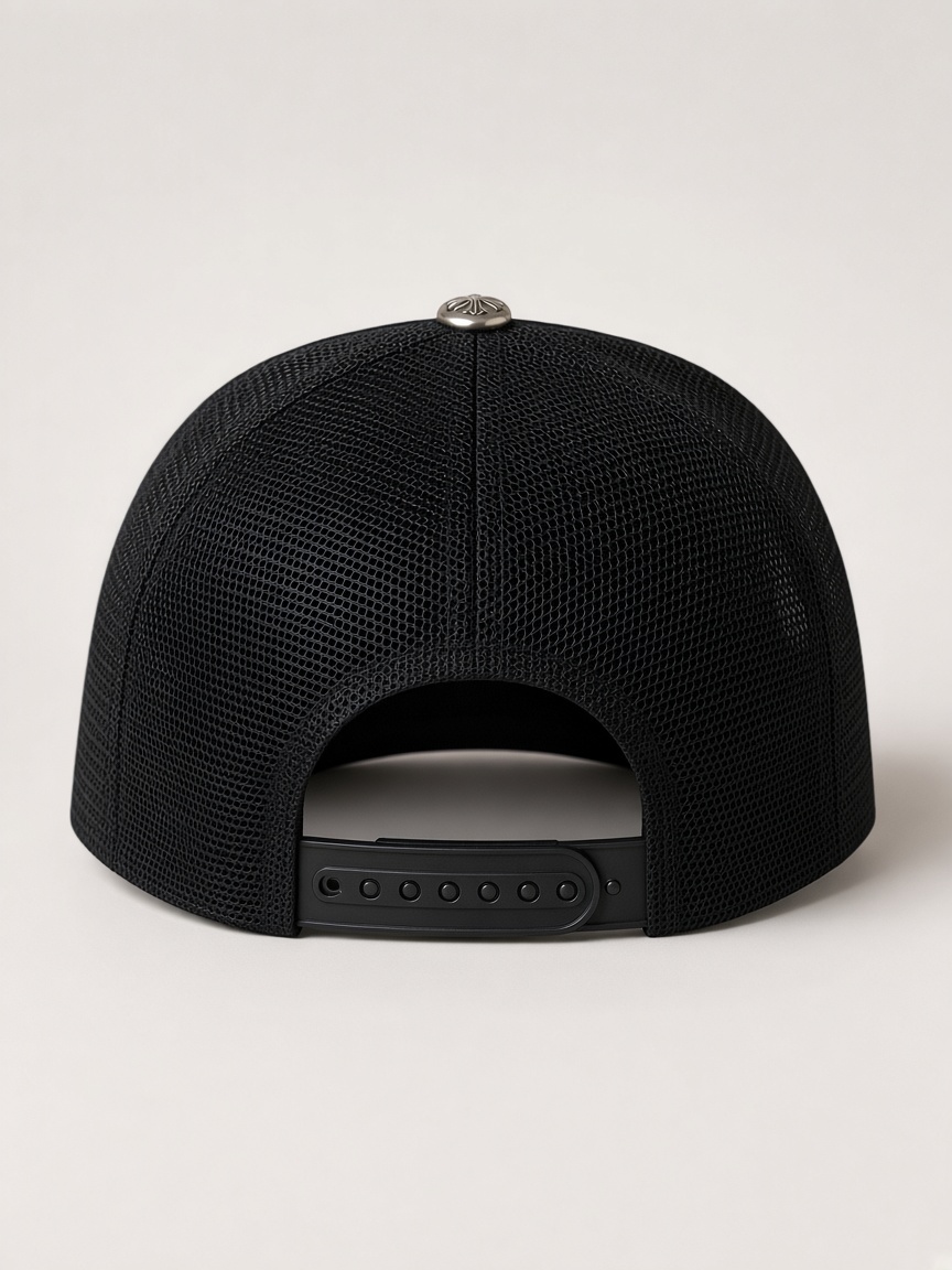 Chrome Hearts CH Hollywood Trucker Hat in White & Black