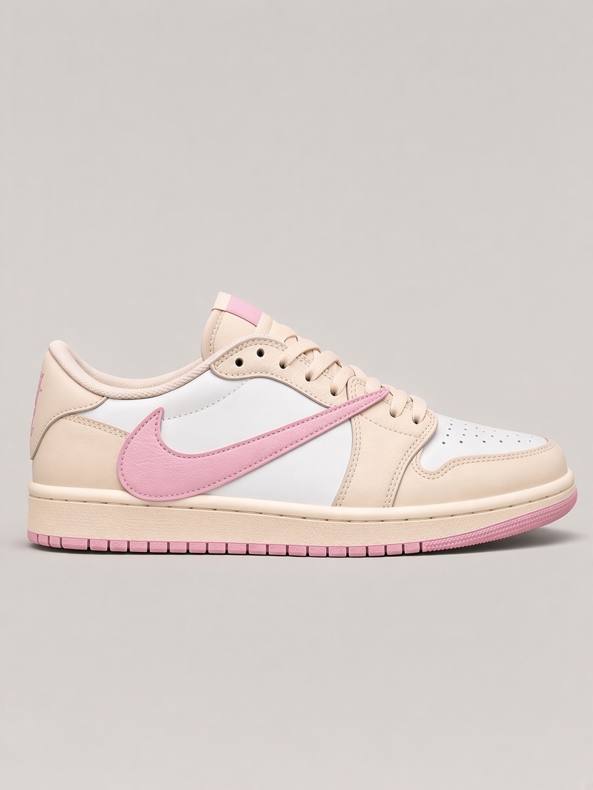 Travis Scott x Air Jordan 1 Low OG "Shy Pink" in Muslin / Shy Pink