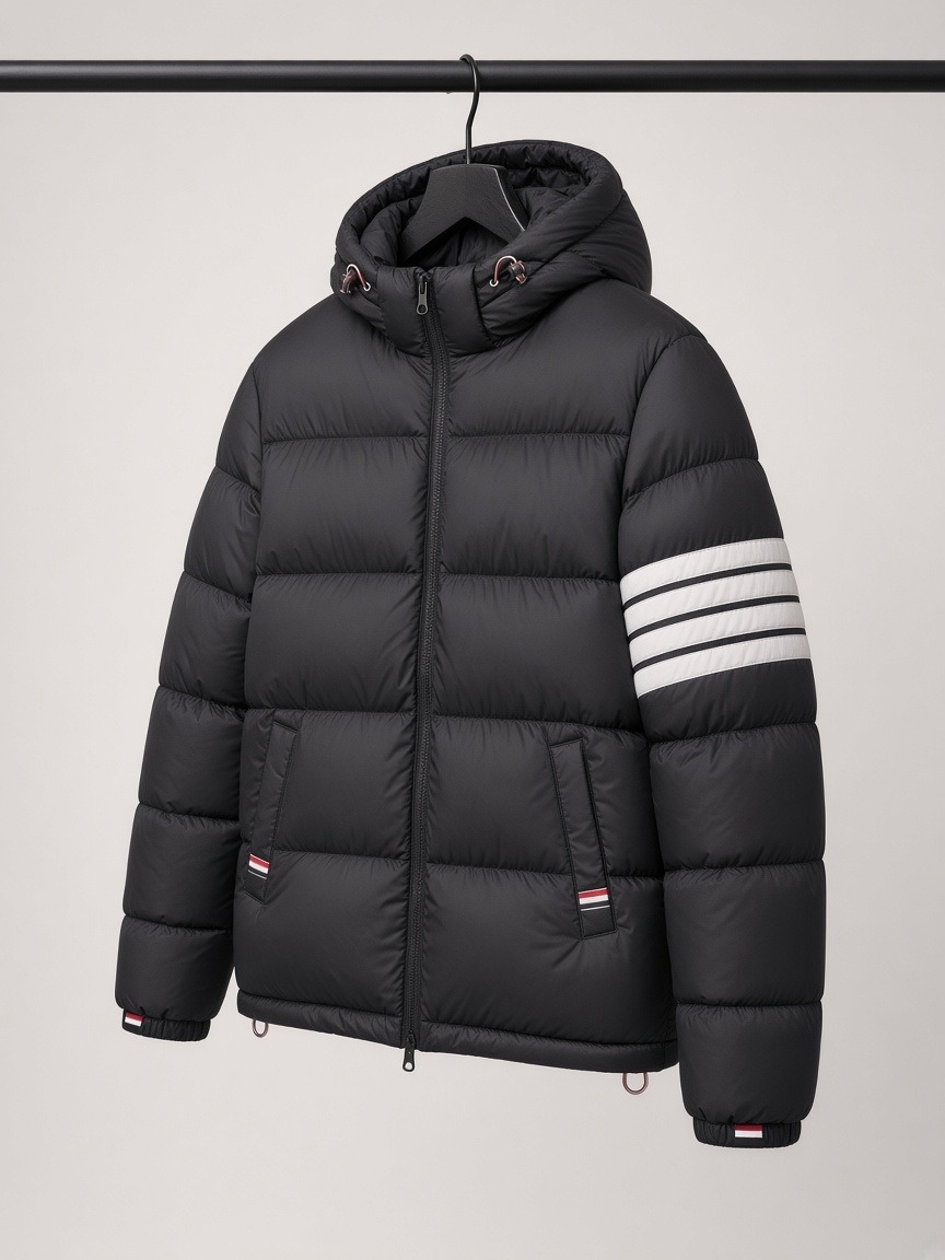 Thom Browne 4-Bar Down Jacket in Black