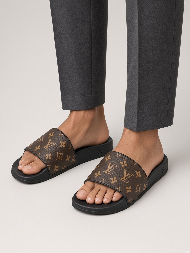 Louis Vuitton Waterfront Mule Slides in Monogram Brown