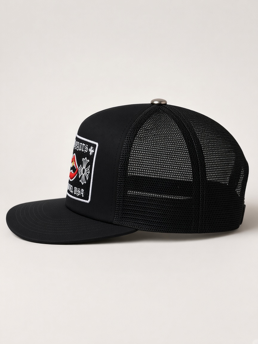 Chrome Hearts Chomper Hollywood Trucker Hat in Black