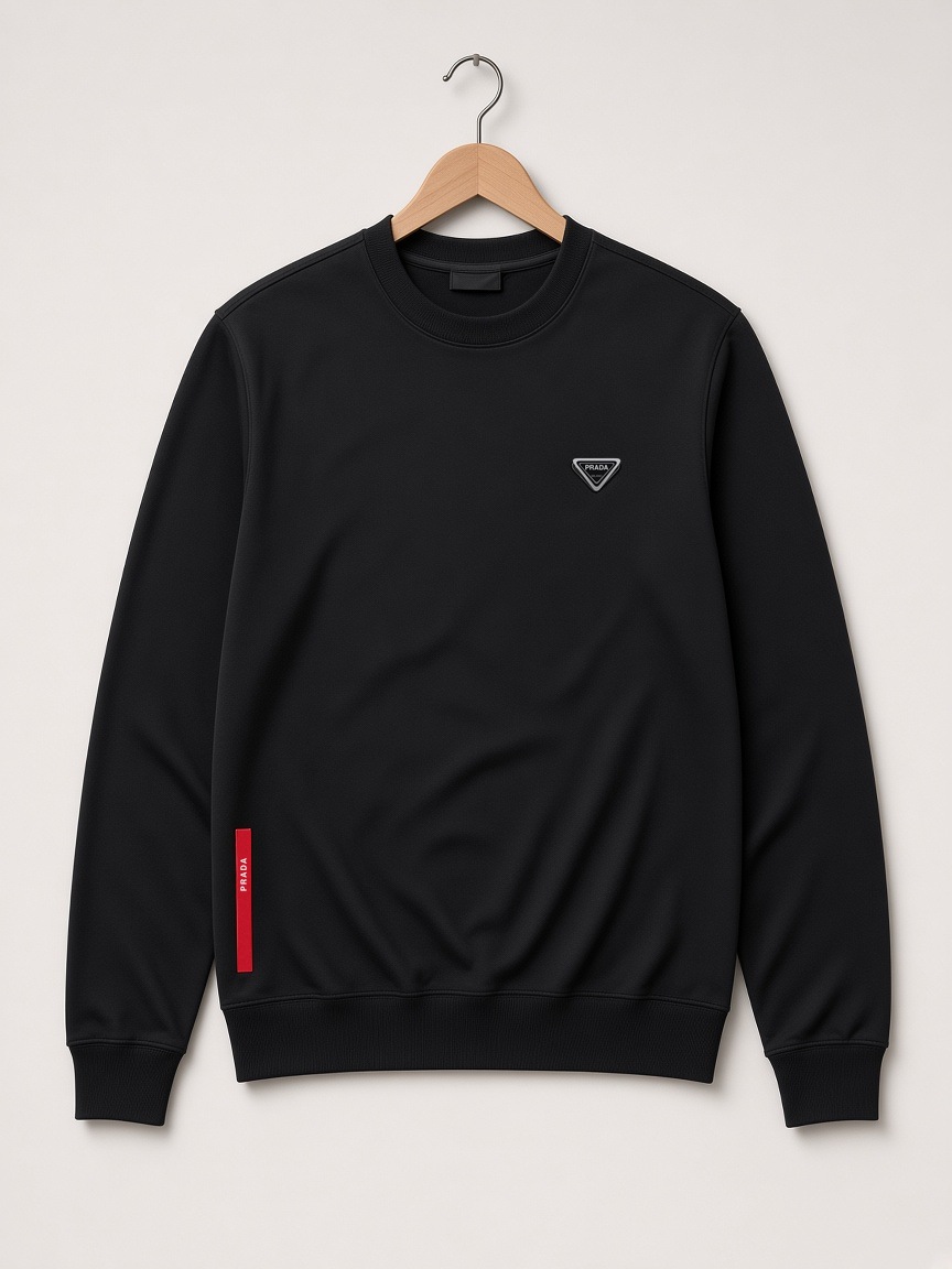 Prada Linea Rossa Crewneck Sweatshirt in Black
