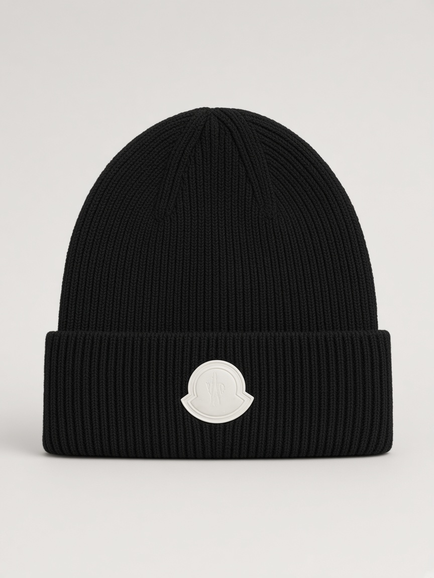 Moncler Embossed Logo Beanie in Black
