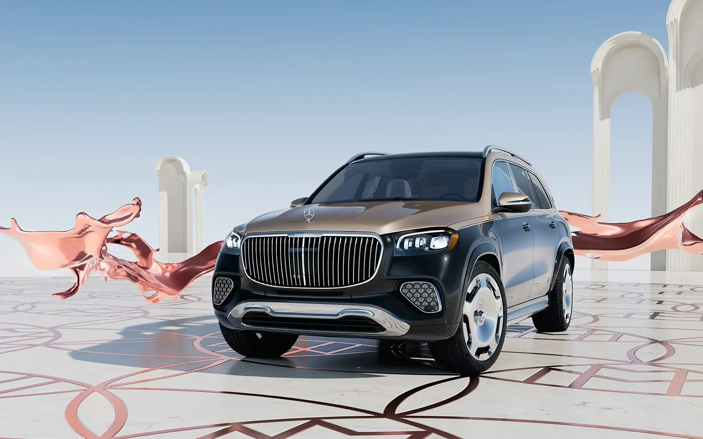 Two-tone black and gold Mercedes-Maybach GLS 600