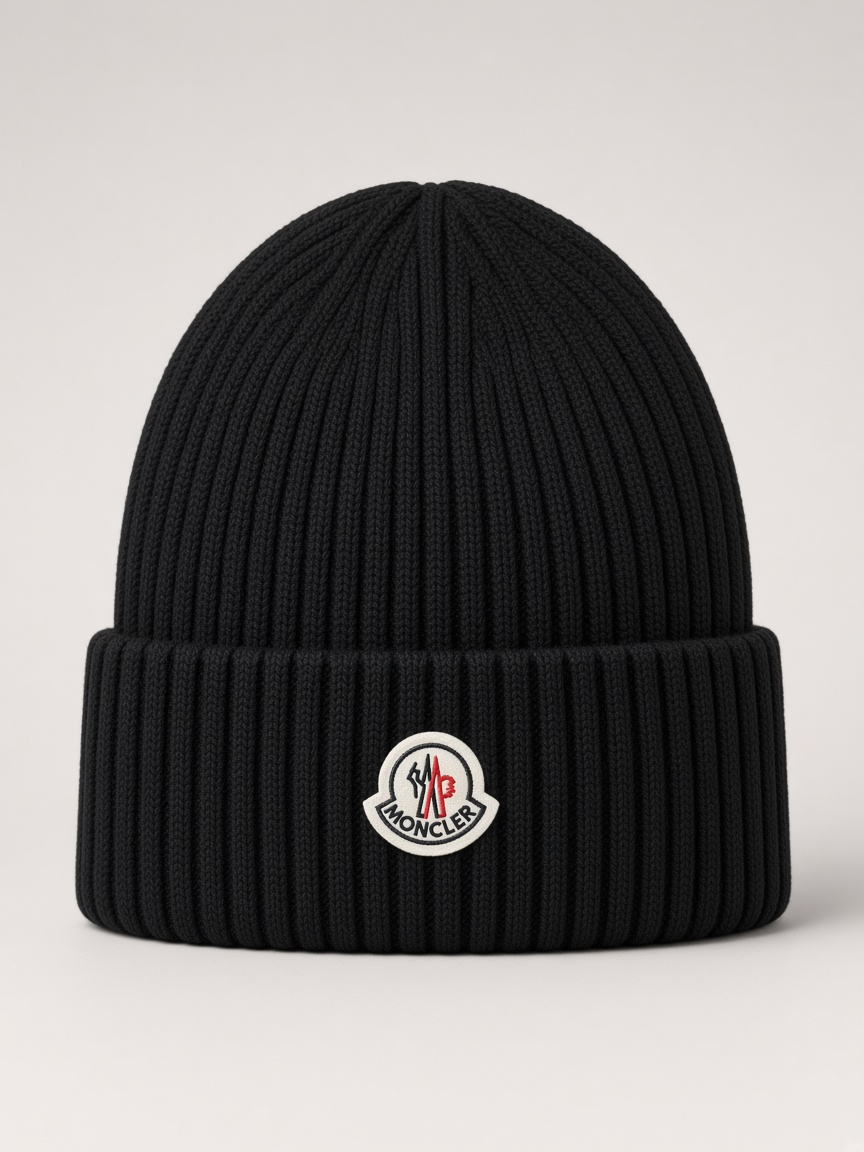 Moncler Classic Logo Beanie in Black