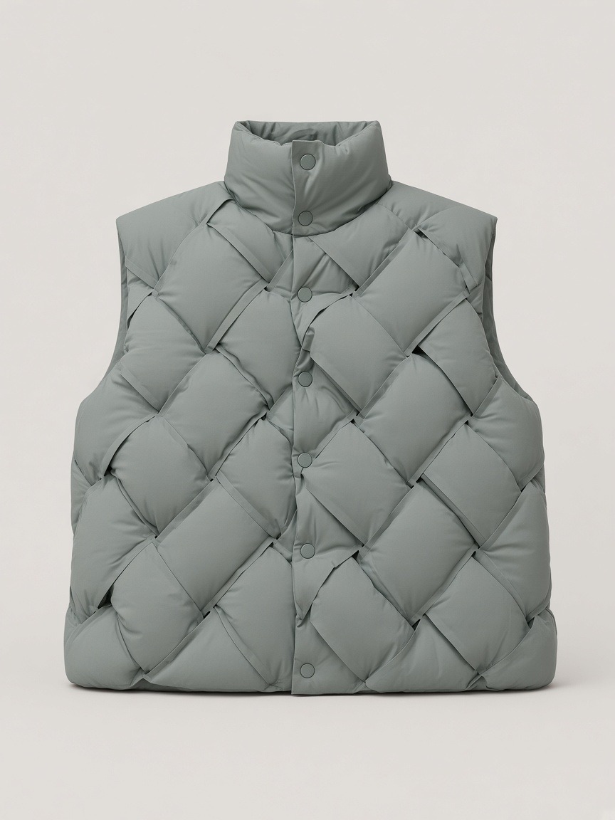 Woven Puffer Vest in Sage