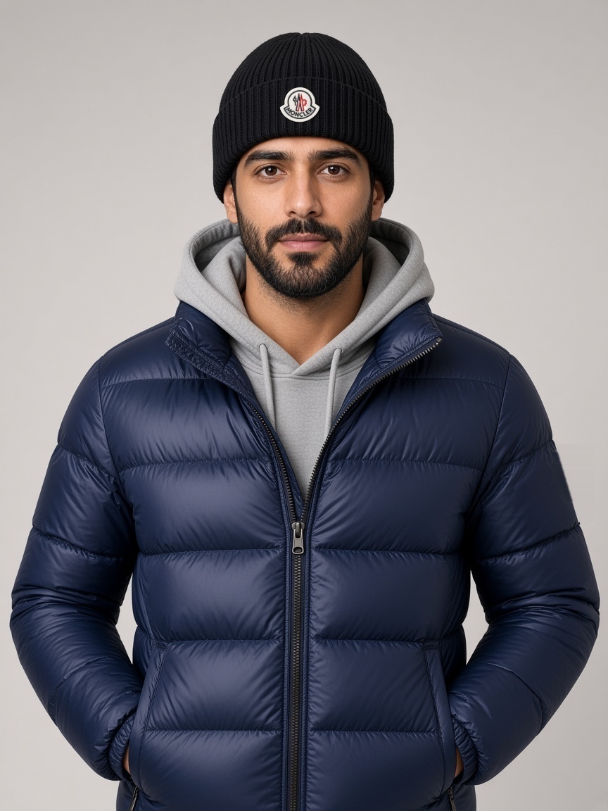 Moncler Classic Logo Beanie in Black