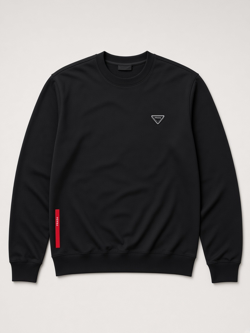 Prada Linea Rossa Crewneck Sweatshirt in Black