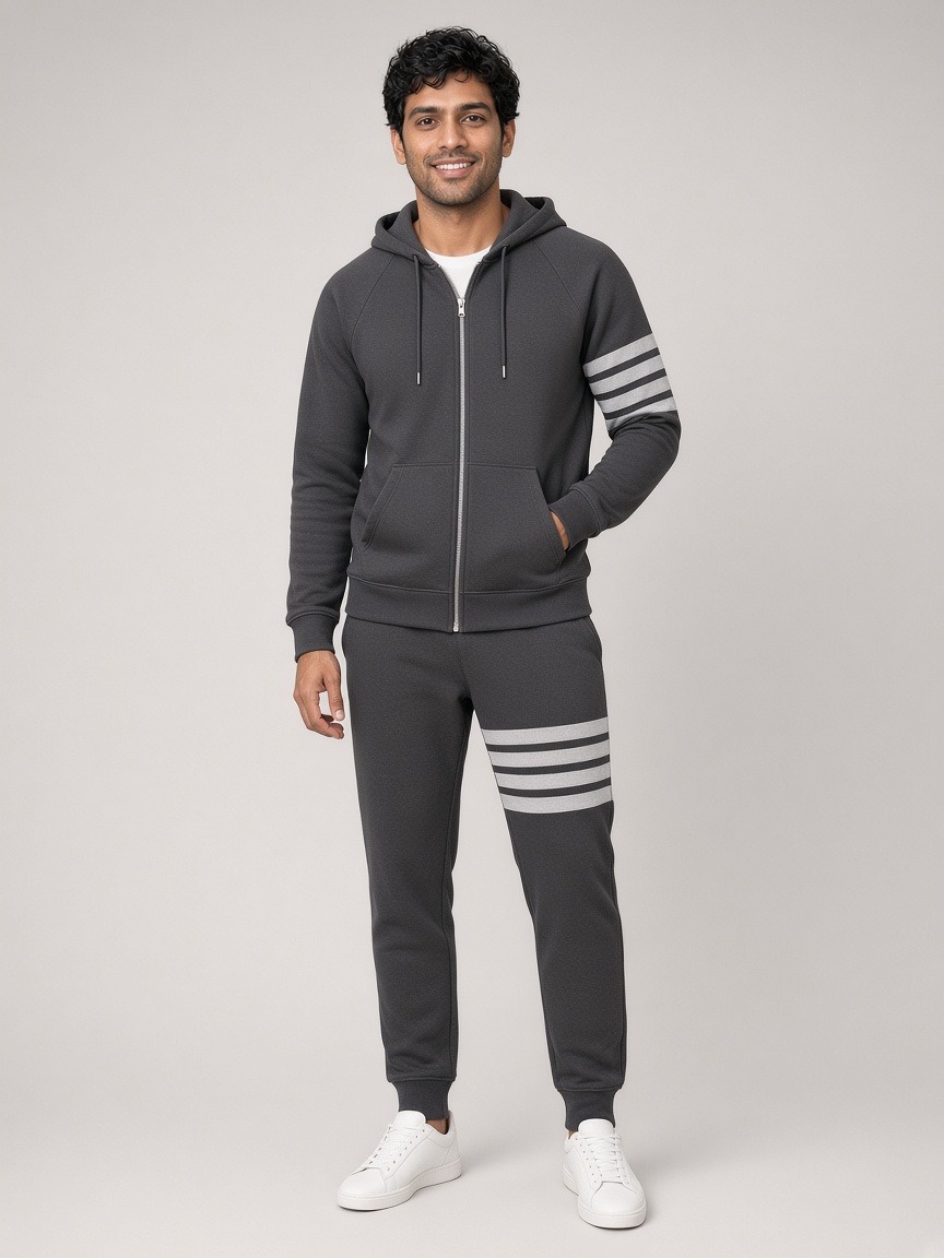 Thom Browne 4-Bar Tracksuit Set in Dark Grey