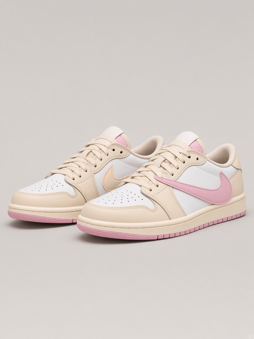 Travis Scott x Air Jordan 1 Low OG "Shy Pink" in Muslin / Shy Pink